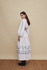 AMNISOS MAXI SKIRT (WHITE EMBROIDERED)