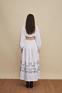 AMNISOS MAXI SKIRT (WHITE EMBROIDERED)