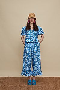 MOURNIA PANTS (VOURIA WHITE/BLUE PRINT)