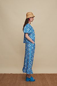 MOURNIA PANTS (VOURIA WHITE/BLUE PRINT)