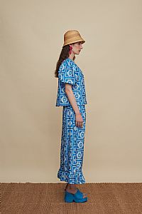 MOURNIA PANTS (VOURIA WHITE/BLUE PRINT)