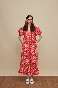 MOURNIA PANTS (VOURIA WHITE/RED PRINT)