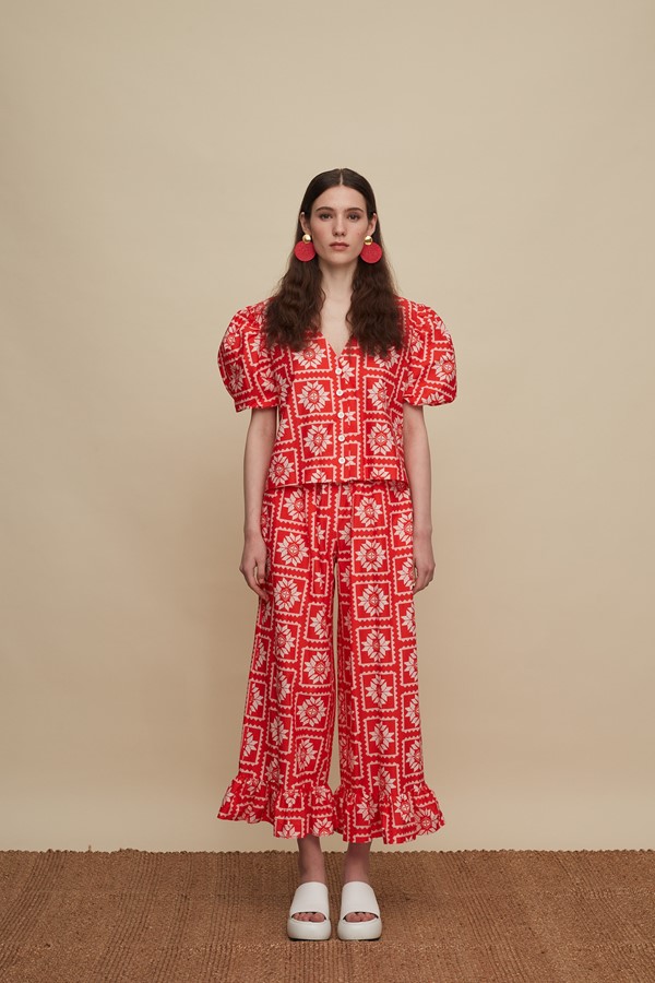 MOURNIA PANTS (VOURIA WHITE/RED PRINT)