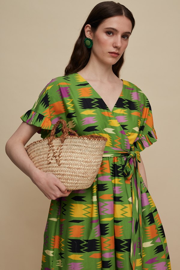 DIKTI MINI DRESS (PATANIA GREEN PRINT)