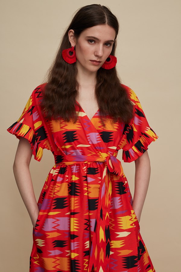 DIKTI MINI DRESS (PATANIA RED PRINT)