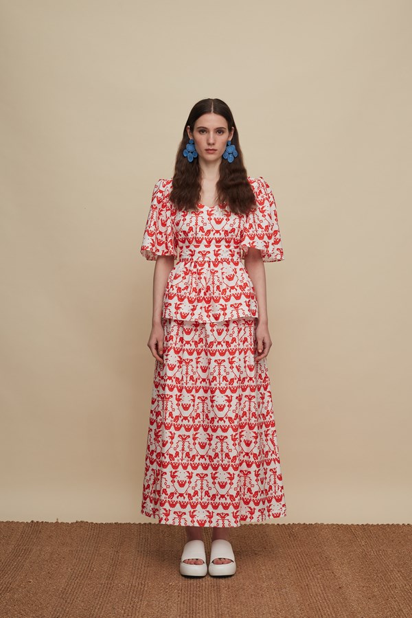 AMNISOS MAXI SKIRT (BIRDS COMPLEX PRINT)