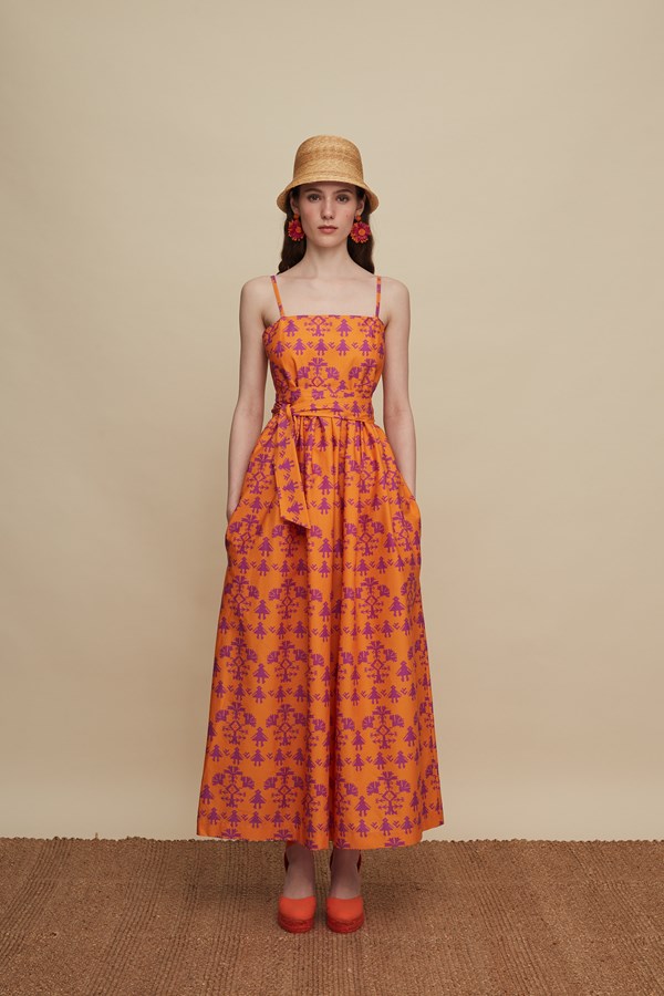 ZAROS MAXI DRESS (PANDA ORANGE PRINT)