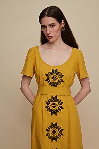 MALEVIZION MAXI DRESS (MUSTARD EMBROIDERED)