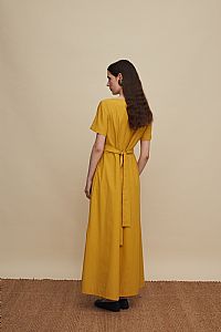 MALEVIZION MAXI DRESS (MUSTARD EMBROIDERED)