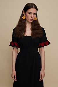 MESOCHORI MAXI DRESS (BLACK EMBROIDERED)
