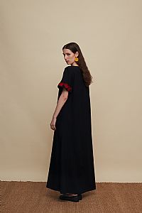 MESOCHORI MAXI DRESS (BLACK EMBROIDERED)