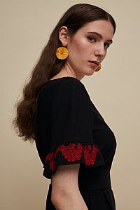 MESOCHORI MAXI DRESS (BLACK EMBROIDERED)