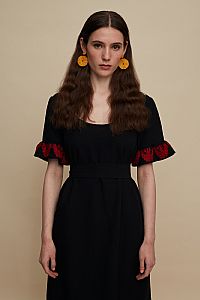 MESOCHORI MAXI DRESS (BLACK EMBROIDERED)