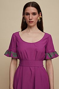 MESOCHORI MAXI DRESS (PURPLE EMBROIDERED)
