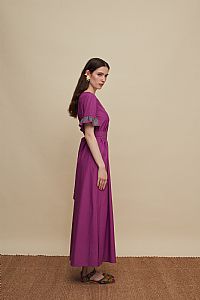 MESOCHORI MAXI DRESS (PURPLE EMBROIDERED)