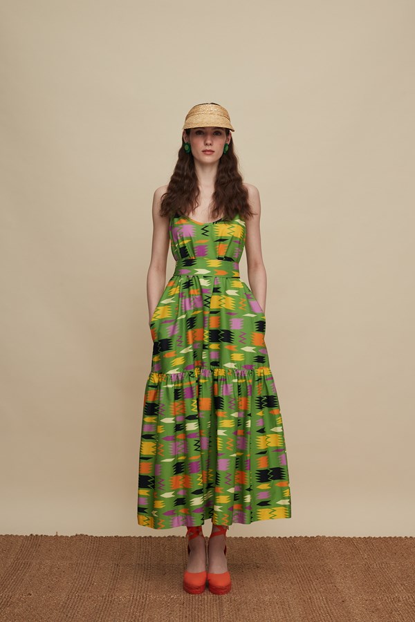LASITHI MAXI DRESS (PATANIA GREEN PRINT)