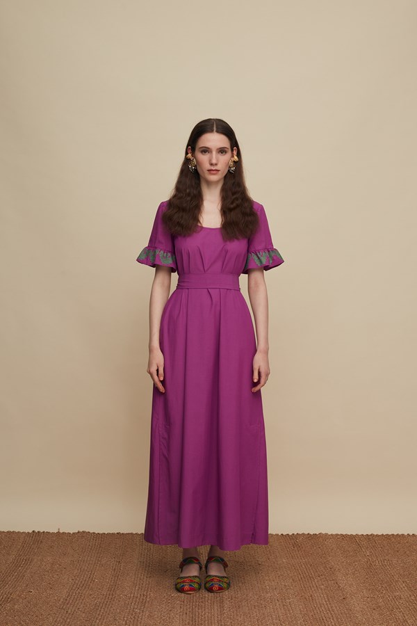 MESOCHORI MAXI DRESS (PURPLE EMBROIDERED)
