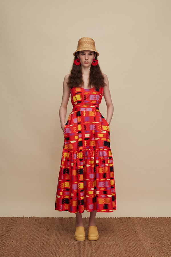 LASITHI MAXI DRESS (PATANIA RED PRINT)