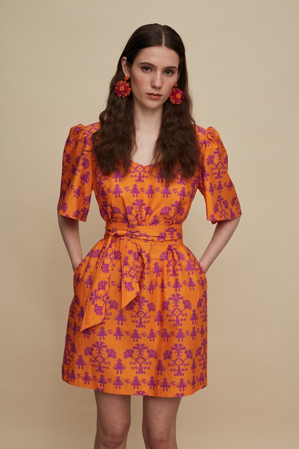 SITIA MINI DRESS (PANDA ORANGE PRINT)
