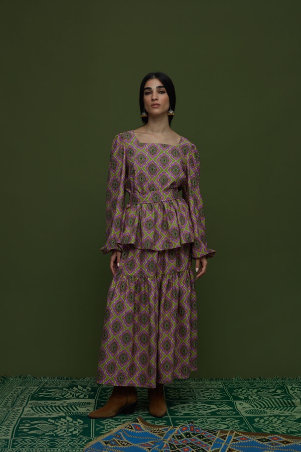 ARGALIOS SKIRT (TYROS OLIVE PRINT)