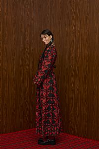 VELENTZA OVERCOAT (RUMPE  BLACK/RED PRINT)