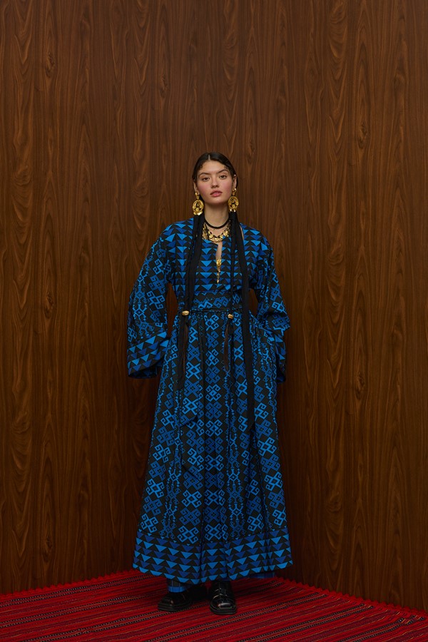 VELENTZA OVERCOAT  (PETES BLUE/BLACK PRINT)