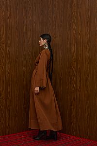 VELENTZA OVERCOAT (BROWN PLISSE)