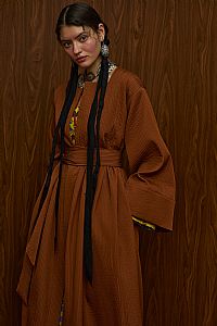 VELENTZA OVERCOAT (BROWN PLISSE)