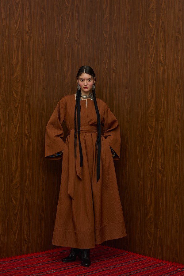 VELENTZA OVERCOAT (BROWN PLISSE)