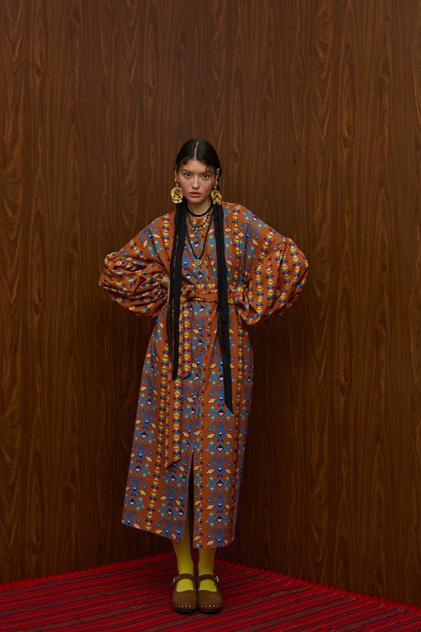 ASPROPOTAMOS MAXI DRESS (AETOS BROWN PRINT)