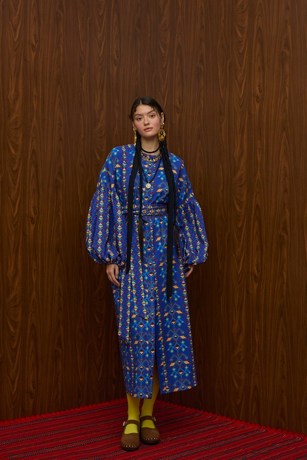 ASPROPOTAMOS MAXI DRESS (AETOS BLUE PRINT)