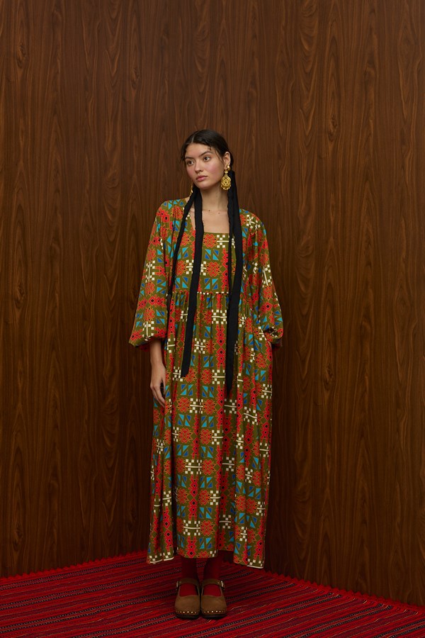 METSOVO MAXI DRESS (FTIORLOU GREEN PRINT)