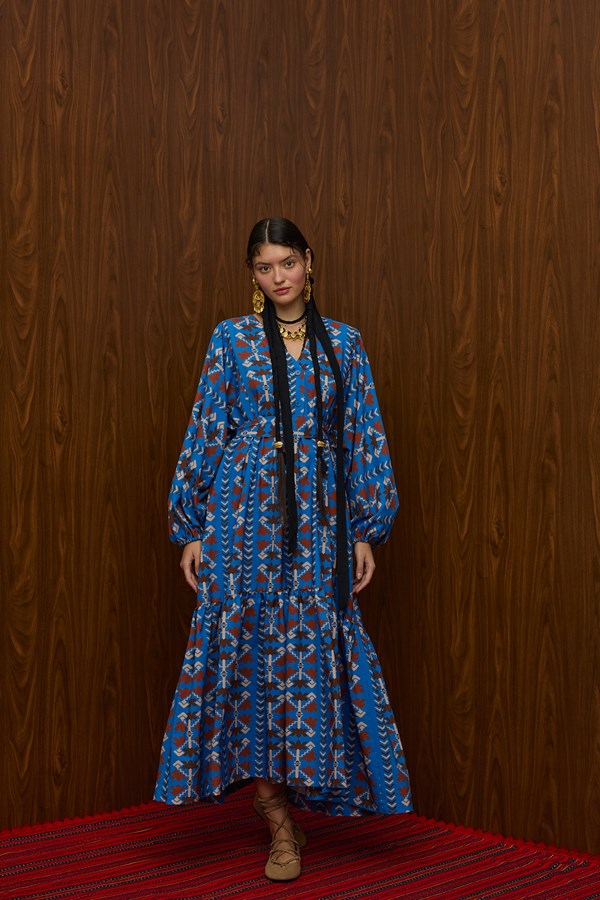 NEMA MAXI DRESS (KOUROUNES BLUE PRINT)