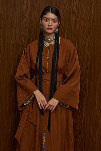 VELENTZA OVERCOAT (BROWN PLISSE)