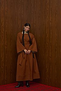VELENTZA OVERCOAT (BROWN PLISSE)