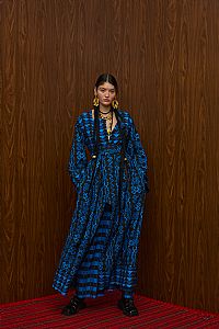 VELENTZA OVERCOAT  (PETES BLUE/BLACK PRINT)
