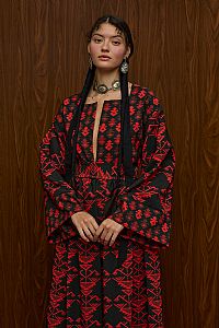 VELENTZA OVERCOAT (RUMPE  BLACK/RED PRINT)
