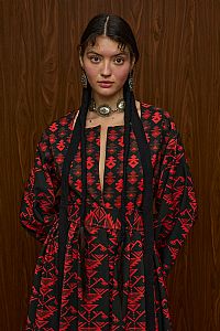 VELENTZA OVERCOAT (RUMPE  BLACK/RED PRINT)