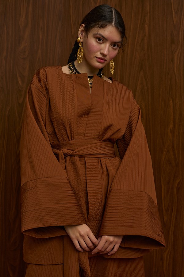 HRAMI KIMONO (BROWN PLISSE)