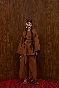 HRAMI KIMONO (BROWN PLISSE)