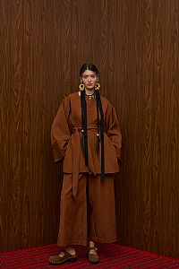 ACHELOOS PANTS (BROWN PLISSE)