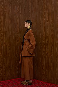 ACHELOOS PANTS (BROWN PLISSE)