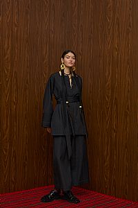 ACHELOOS PANTS (BLACK PLISSE)