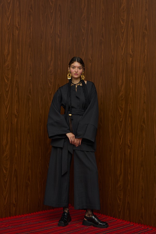 ACHELOOS PANTS (BLACK PLISSE)