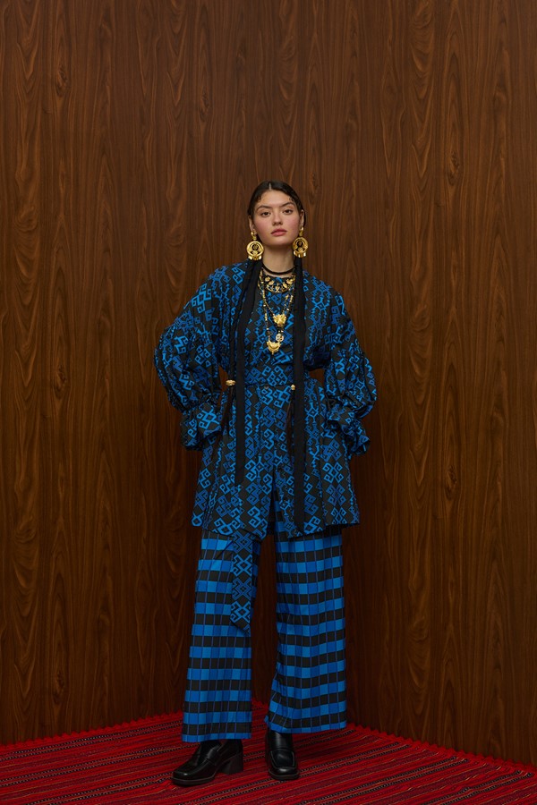 HRAMI PANTS (PETES BLUE/BLACK PRINT)