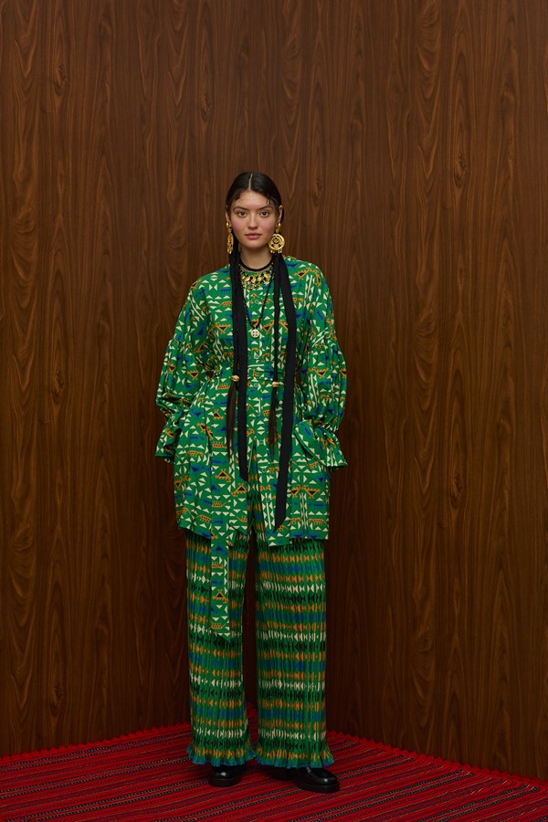 HRAMI PANTS PLISSE (ZOOMORFON GREEN PRINT)