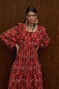 TSIKRIKI SKIRT (EVZONES BORDEAUX PRINT)