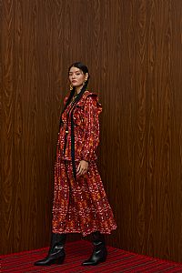 TSIKRIKI SKIRT (EVZONES BORDEAUX PRINT)