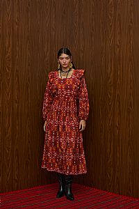 TSIKRIKI SKIRT (EVZONES BORDEAUX PRINT)