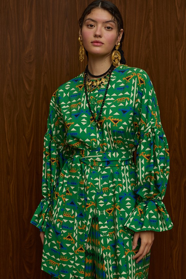 TSIKRIKI SHIRT/DRESS (ZOOMORFON GREEN PRINT)